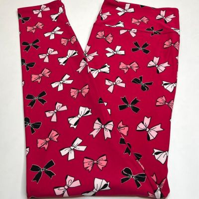 NEW LuLaRoe TC Leggings BARBIE PINK BLACK WHITE Gift Girly BOW Holiday Present